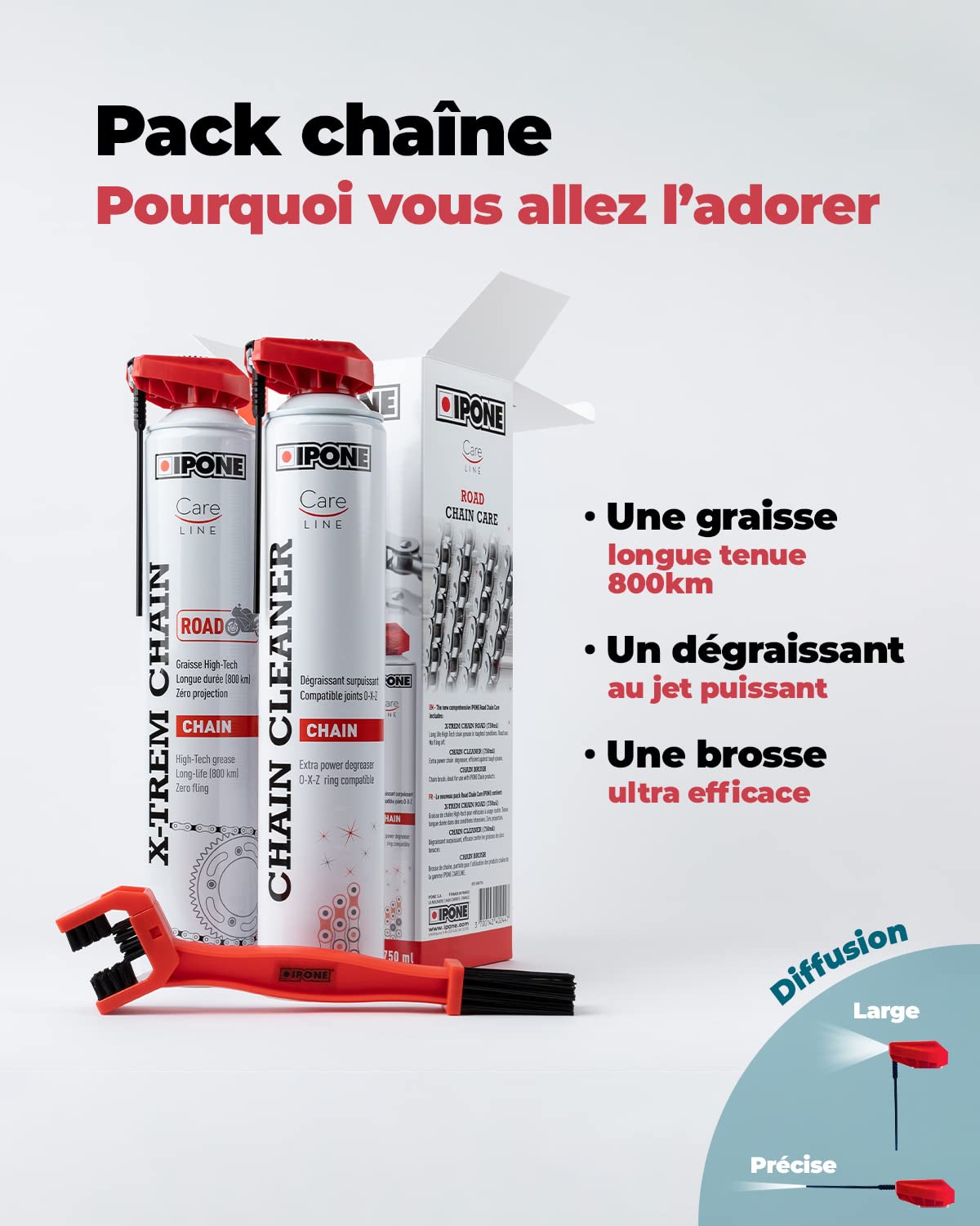 ipone-road-chain-care-pack-cha-ne-2x750-ml-brosse-route image 2