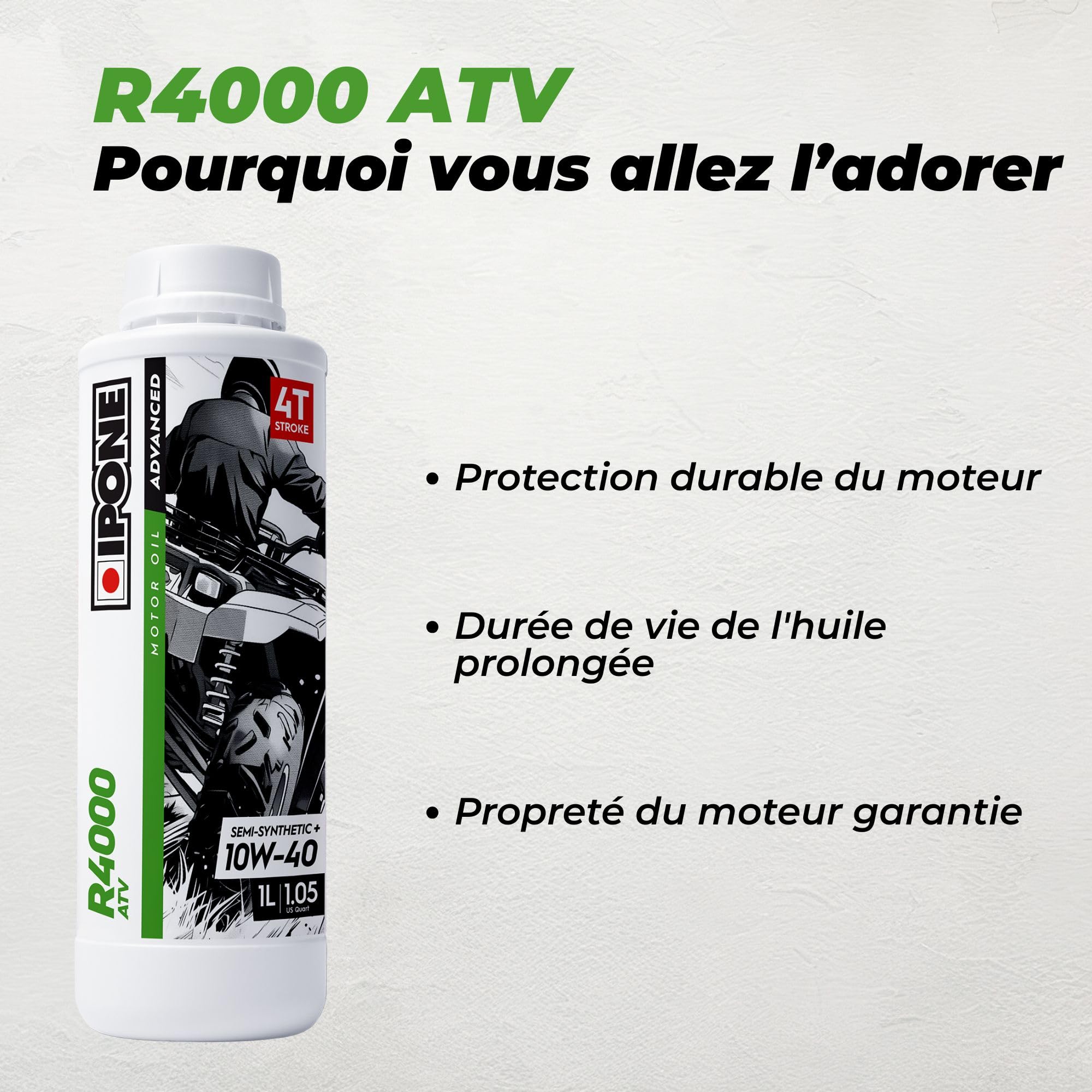 ipone-r4000-atv-huile-quad-4t-10w40-1l-semi-synth-tique image 2