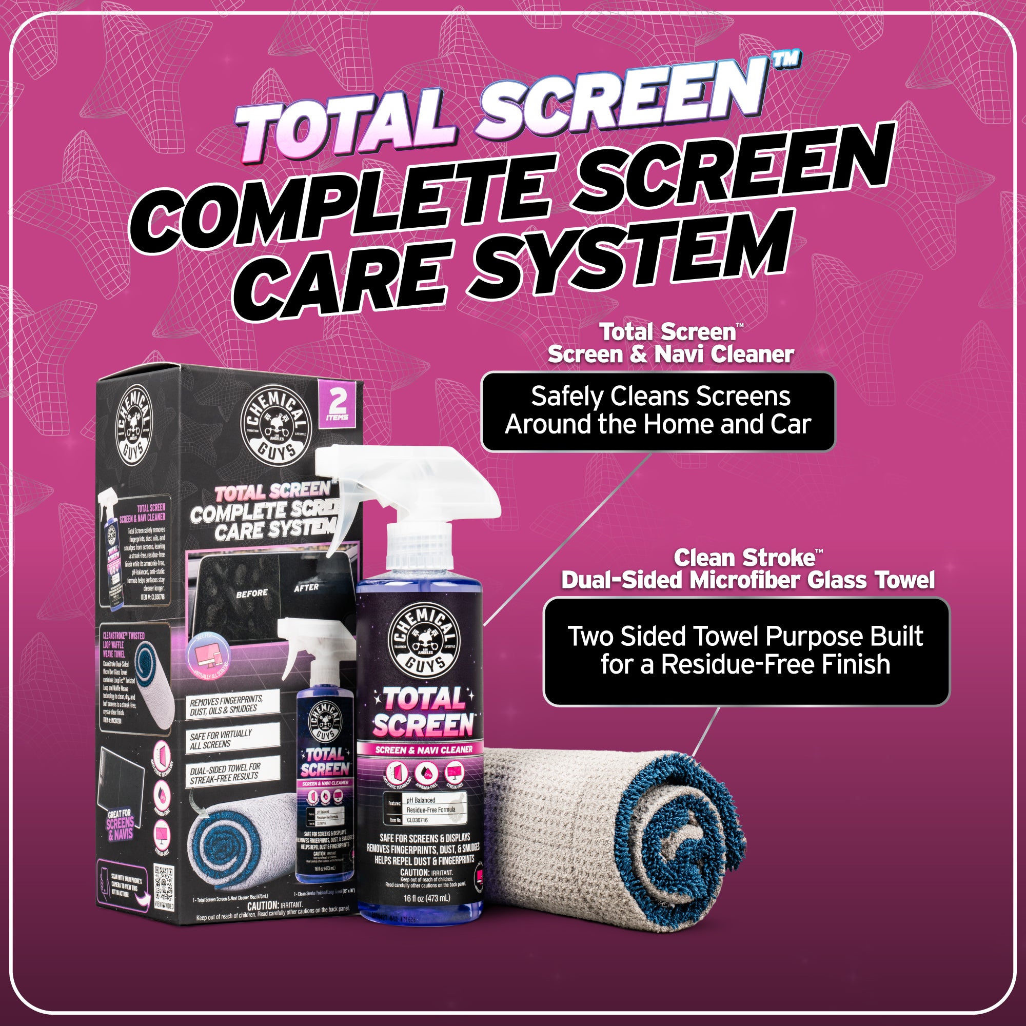chemical-guys-total-screen-nettoyant-cran-auto-microfibre image 2