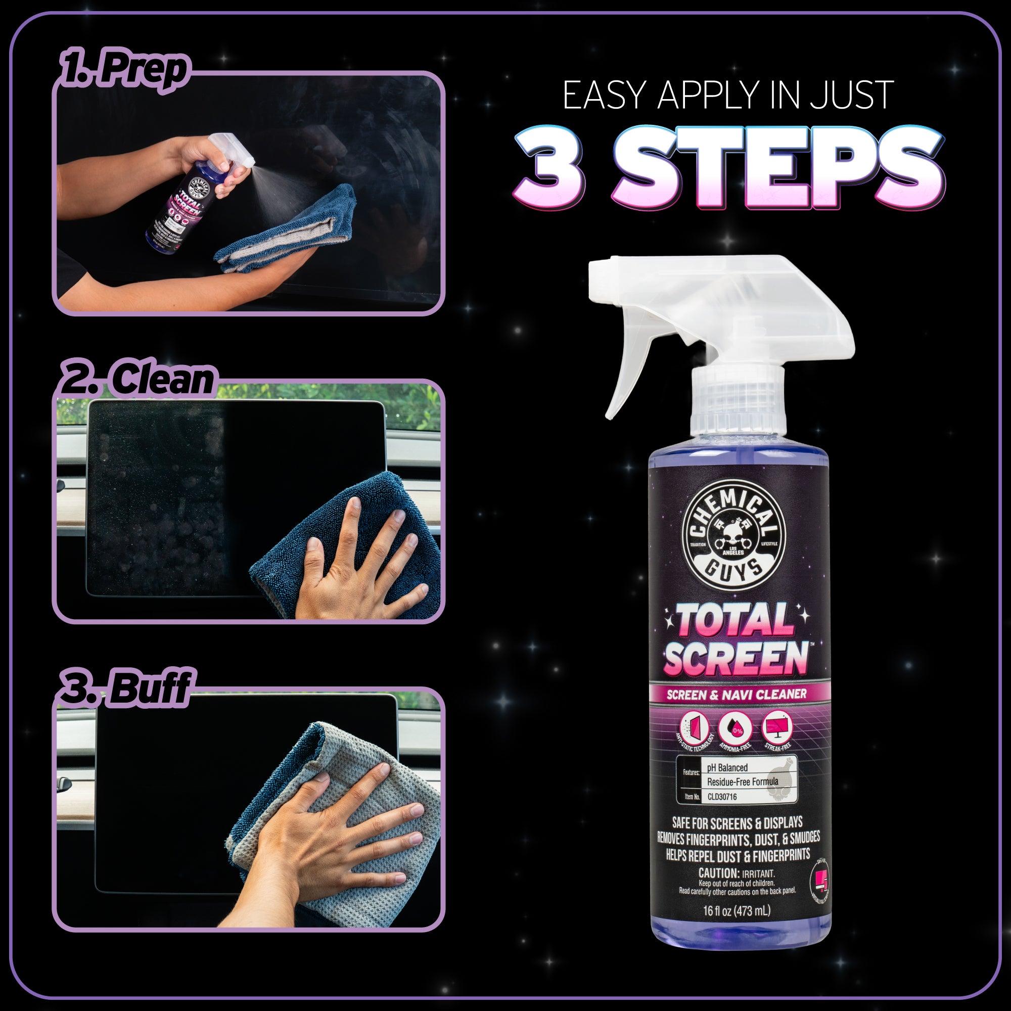 chemical-guys-total-screen-nettoyant-cran-auto-microfibre image 7